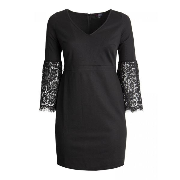 Picture of LACE SLEEVE BLACK SHIFT DRESS